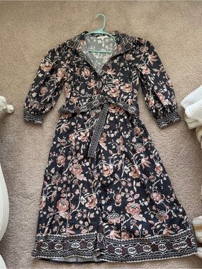 Love The Label Navy Floral Tie-Waist Maxi Dress